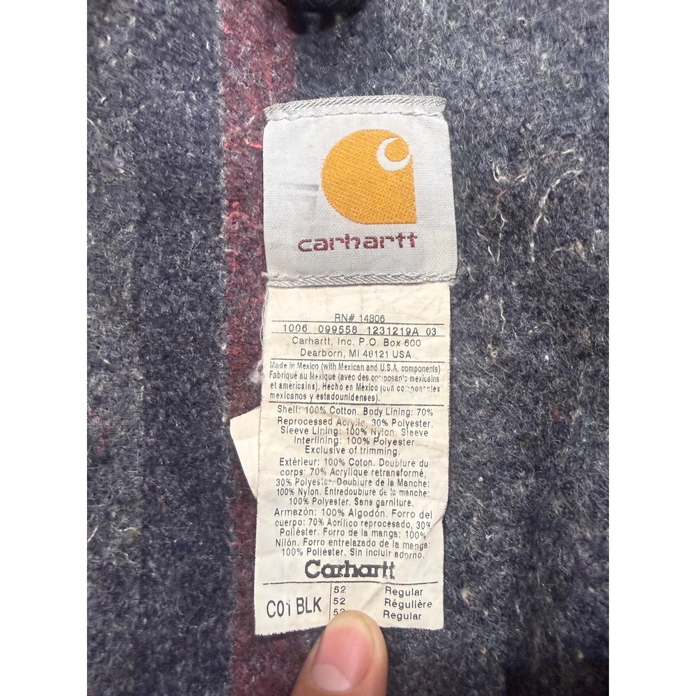 Carhartt C01 BLK Black Duck Canvas Blanket Lined Chore Coat Jacket - Picture 2 of 2
